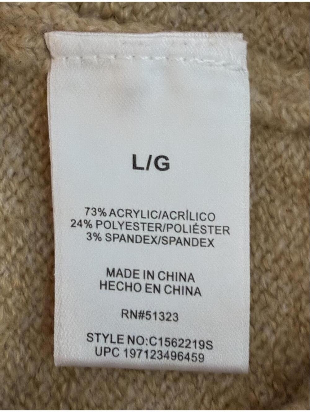 Vince Camuto Oversized Intarsia Red Heart Pullover Sweater Tan Long Sleeve, L - Picture 5 of 5